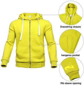 CST ชุดวอร์มผ้าฟลีซสำหรับผู้ชายชุดออกกำลังกายผ้าฟลีซสีเหลืองเรืองแสงออกแบบได้ตามต้องการพร้อมโลโก้สำหรับฤดูหนาว - Product Image 4