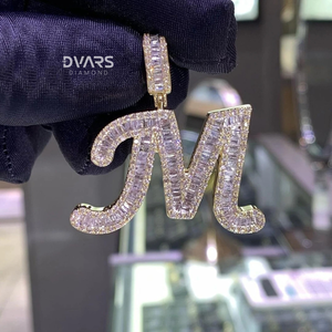 Colgante de Lujo con Inicial de Letra en Plata de Ley y Moissanita, Chapado en Oro de 18K, Estilo Hip Hop Brillante - Product Image 2