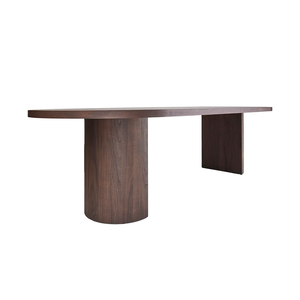 Table à manger de restaurant moderne de style européen en bois fini noyer avec pied en bois Anton - Product Image 4