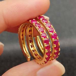 Natural Oval Cut Ruby <b>Ring</b> in Yellow Gold <b>Dainty</b> Geometric Fine Jewelry - Product Image 5