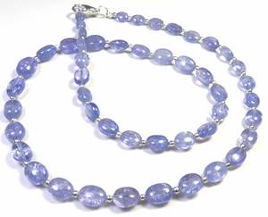 Collar de Tanzanita Azul Natural, Hilo de 18 Pulgadas, Cuentas Ovaladas Pulidas y Lisas de 6-11 mm, Alta Calidad Certificada, para DIY - Product Image 2