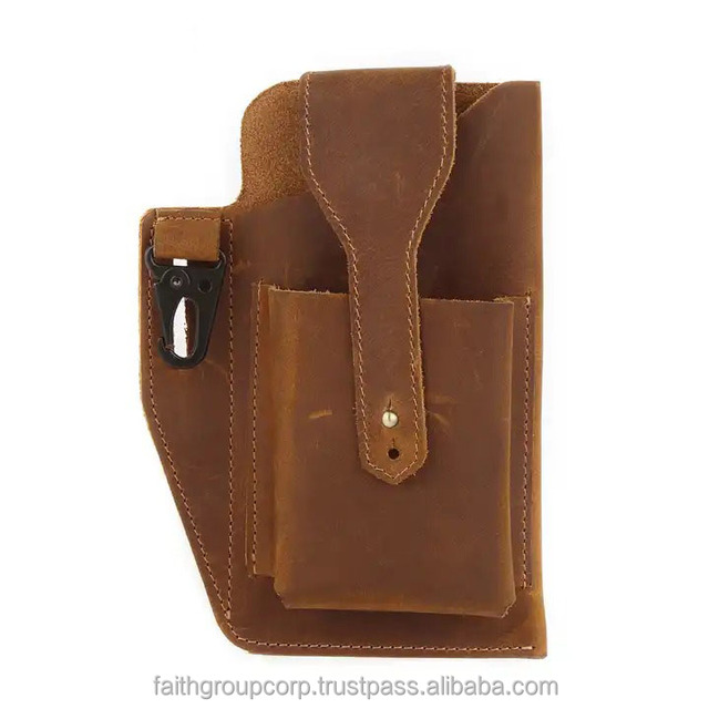 Sport Portable Loop Leather Phone Holster for Men Genuine Leather Mobile Phone Bag Cellphone Holder Case Waist Pack Bags