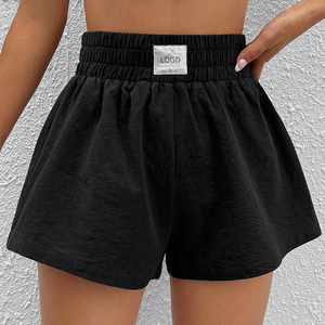 Shorts d'échauffement décontractés taille haute pour femme, nouvelle collection été, écologiques, couleur unie, délavés, personnalisables - Product Image 2