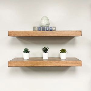 New Solid Wood <b>Rustic</b> Floating Wall <b>Shelves</b> Wall Mounted Storage <b>Shelf</b> for Home Hotels Living Room Kitchen Decor Made in India - Product Image 3