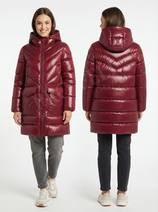 Abrigos Acolchados Largos de Moda con Capucha para Invierno, Abrigos Acolchados Cálidos con Cierre de Cremallera, Bolsillos Delanteros, Corte Entallado, Abrigos Acolchados Casuales para Mujer - Product Image 5