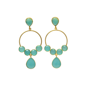 ที่มีคุณภาพสูงที่กำหนดเองชุบทอง18K เงินสเตอร์ลิงกับอัญมณีธรรมชาติเครื่องประดับต่างหูแฟชั่น - Product Image 1