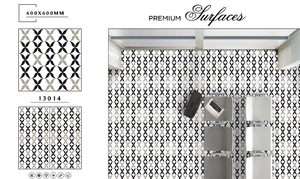 Azulejos de porcelana esmaltada blanca y negra de 600x600mm, azulejos brillantes pulidos para habitaciones y apartamentos - Product Image 3