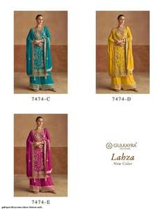 Vente chaude Élégant Lourd Chinon Soie Kurti Palazzo Ensemble avec Dupatta Broderie Travail Costume De Fête De Mariage au Prix De Gros - Product Image 6