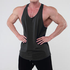 Débardeur de sport OEM avec logo, 100% coton, style rétro, uni, pour musculation, fitness, course à pied, décontracté, vintage, avec bordure contrastée - Product Image 1