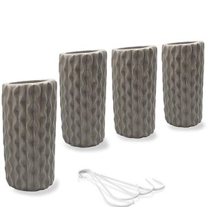 SET 4 evaporatori d'acqua in ceramica per radiatori grigio/Beige/bianco clima domestico più ganci umidificatori radiatore - Product Image 1