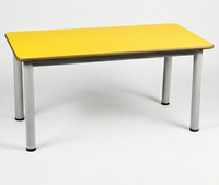 Table d'étude moderne et durable pour enfants, plateau en MDF, structure métallique, table d'activités carrée, utilisation scolaire, cuisine, extérieur, salle de classe, vente en gros