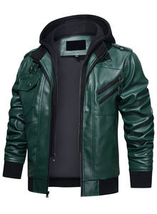 Chaqueta de invierno para hombre, bombardero de cuero con piel de una pieza, chaqueta de motocicleta tejida para adultos, chaqueta de estilo regular para hombre - Product Image 4