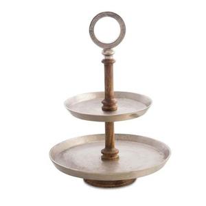 Elegante soporte de pastel de madera y Metal de 2 niveles, decoración de mesa de boda para el hogar, hoteles y restaurantes con tamaño personalizado - Product Image 2