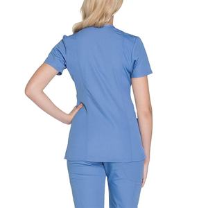 Vestido de manga corta con cuello en V y cintura entallada para mujer, uniforme de servicio de belleza, traje de cuello alto, conjunto de dos piezas, ropa de trabajo 2026 - Product Image 5