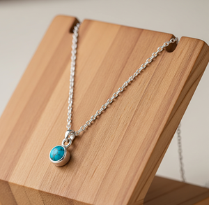 Personnalisable 925 Sterling Silver Dainty Chain 18K Gold Drop Shape Pendant Bohemian Natural Turquoise Healing Crystal Fashion - Product Image 5