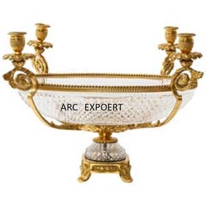 Vente en gros de vaisselle pour hôtel bol décoratif de qualité créative en métal avec fleur en feuille d'or bol de table design tendance bol de service - Product Image 2