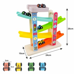 Mini piste de course en bois jouet éducatif voiture rampe Racer ensemble de jeu pour enfants et tout-petits glisse montagnes russes bébé jouet - Product Image 4