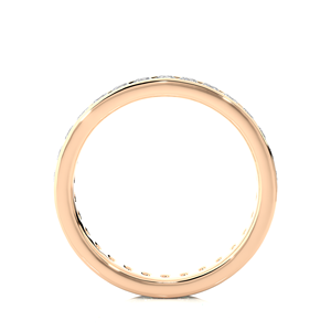 Bague d'éternité complète personnalisée de forme ronde en diamant cultivé en laboratoire Bague d'éternité en or rose 14K diamant de laboratoire pour femmes d'Inde - Product Image 2