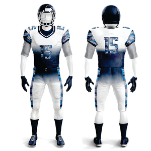 Ensemble d'uniformes de football américain pour hommes personnalisés de la marine blanche Pantalon en jersey sergé durable pour l'entraînement Short respirant le jour du match - Product Image 1