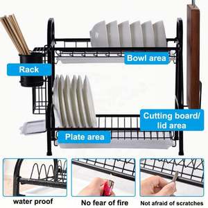 Égouttoir à vaisselle pour armoire de cuisine, sur l'évier, fourni directement par l'usine, accessoires de cuisine à 2 niveaux, organisateur de maison pliable - Product Image 5