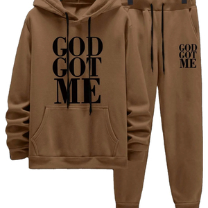 ชุดกีฬาผู้ชายคุณภาพพรีเมียมแบบสองชิ้น ผ้าฝ้าย 100% น้ำหนักเบา แห้งเร็ว ระบายอากาศได้ดี เหมาะสำหรับออกกำลังกาย วิ่งจ๊อกกิ้งในฤดูหนาว - Product Image 1