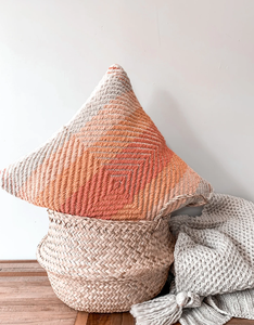 Handwoven Pink and <b>Cream</b> Cotton Pillow Cover - Product Image 2