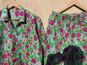 Pyjama indien imprimé main bloc Floral pur coton pyjama ensemble indien vêtements de nuit en coton - Product Image 4