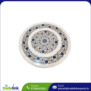 Handcrafted <b>White</b> Marble Convertible Coffee Dining Table Top with Pietra Dura Inlay Modern Living Room TL Home Decor - Product Image 6