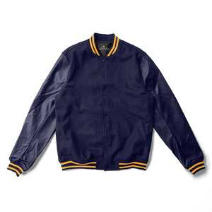 Corps en laine manches en cuir vente en gros vestes Letterman vierges Design de mode uni personnalisé CollegeBaseballjacket pour hommes - Product Image 6