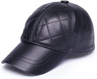 Casquette de baseball en cuir pour homme et femme, casquette de papa réglable avec velcro, en véritable peau de mouton avec motif diamant