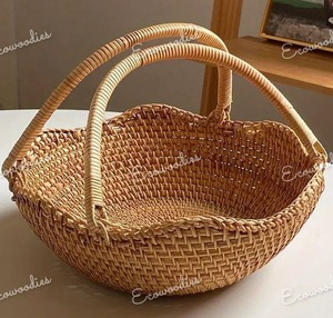 Handmade Natural Bamboo Rattan <b>Wicker</b> <b>Hamper</b> <b>Basket</b> with Handle <b>for</b> Home Organization & Rustic Decor - Product Image 4