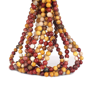 Collier en cristal naturel, perles de jaspe mookaite lisses, pierre rouge polie, bijoux, brin lâche, grossiste en pierres précieuses pour la guérison - Product Image 1
