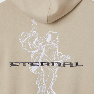 Sudadera con capucha de felpa de gran tamaño personalizada unisex, color lavado teñido liso con hombros caídos bordados para invierno, venta al por mayor - Product Image 4