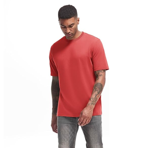 Camiseta de algodón 100% rojo coral para hombre, estampado personalizado, patrón sólido en blanco liso, camiseta de peso pesado de alta calidad - Product Image 3