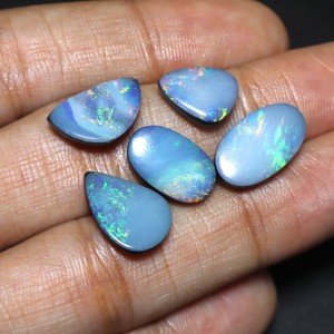 Lote de 5 piezas, cabujón doble de ópalo australiano Natural, piedras preciosas sueltas de ópalo de fuego múltiple, proveedor mayorista directo para - Product Image 1