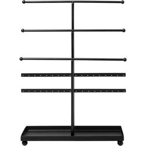 Présentoir de boucles d'oreilles de bijoux blanc à 3 niveaux avec base en bois disponible accessoires de bijoux modernes - Product Image 3