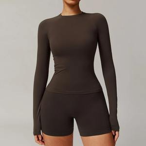 Camiseta deportiva sin costuras para mujer, Top deportivo de manga corta, ropa de baile de Yoga, camisetas para correr de alta elasticidad, Top de entrenamiento de realce para gimnasio - Product Image 5