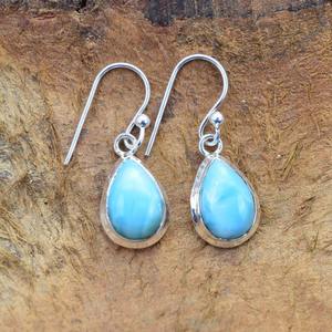 Tendance 925 en argent Sterling larimar pierres précieuses boucles d'oreilles bijoux à la main en argent Boho Style boucles d'oreilles bijoux pour femmes cadeau filles - Product Image 2