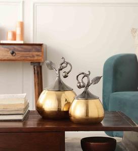 โหลลูกอมอลูมิเนียมชุบทองพร้อมฝาปิดกล่องผลไม้แห้งโลหะตกแต่งสำหรับงานแต่งงานและงานเลี้ยง - Product Image 6