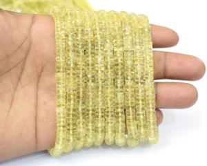 แฮนด์เมดตัดเรียบมะนาวควอตซ์ลูกปัดพลอยรูปทรง Heishi สำหรับเครื่องประดับส่วนประกอบการค้นพบมะนาวควอตซ์สำหรับเครื่องประดับ - Product Image 1