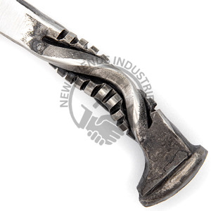 Couteau à pointe de chemin de fer en acier au carbone personnalisable lame de pointe d'escalier poignée torsadée forgé à la main bricolage qualité OEM engrenages de changement de vitesse - Product Image 5