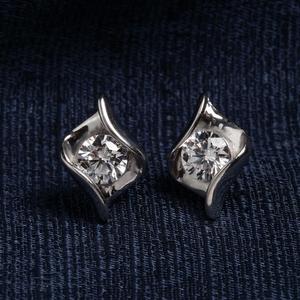 NOVAMART Fine for Swiss Zirconia 925 Sterling <b>Silver</b> <b>Stud</b> <b>Earrings</b> Platinum Plated Mia Solitaire Gift Women & Girls Wholesale Ex - Product Image 2