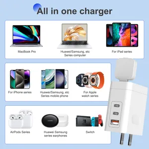 Carregador de parede para celular, relógio 4 em 1 com alimentação USB tipo C, novo produto para viagens, carregador de parede com energia USB tipo C para carregamento sem fio de iphone