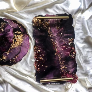 Bandeja de servicio epoxi de resina hecha a mano HADLES, elementos esenciales de cocina únicos para el hogar, restaurante, Hotel, servicio decorativo Tra - Product Image 1