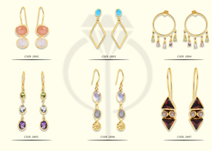 ดีไซน์ใหม่พลอยคาลซิโดนีสีฟ้า925แข็งต่างหูเงินสเตอร์ลิงต่างหูแฟชั่นตุ้มหูชุบทองสำหรับงานแต่งงาน - Product Image 3