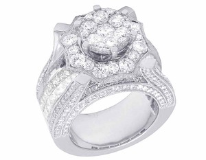 925 <b>Sterling</b> <b>Silver</b> Round Moissanite Diamond Bridal <b>Ring</b> <b>Set</b> for Women Iced Out Cluster Engagement Jewelry Anniversary Gift - Product Image 1