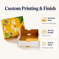 Boîte cadeau en carton ondulé imprimée sur mesure pour fruits tropicaux frais, avec couvercle ventilé, vente en gros