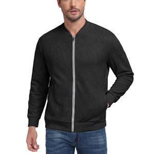 Hot Sale Blain <b>Black</b> Suede Bomber <b>Jacket</b> For Men Custom Leather <b>Jacket</b> Casual Streetwear Solid Color <b>Jacket</b> For Men - Product Image 1