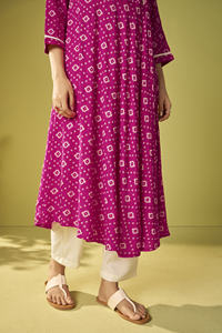 Best Quality Cotton Aanarkali Gown with Beaded Borders and Flowy Dupatta for Spiritual Gatherings <b>Indian</b> <b>Pakistani</b> <b>Clothing</b> - Product Image 6