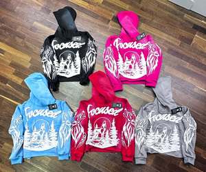 เสื้อมีฮู้ดปักลายดิจิทัลลายพรางสำหรับผู้ชายโอเวอร์ไซส์480แกรม100% ผ้าฝ้ายหด - Product Image 2